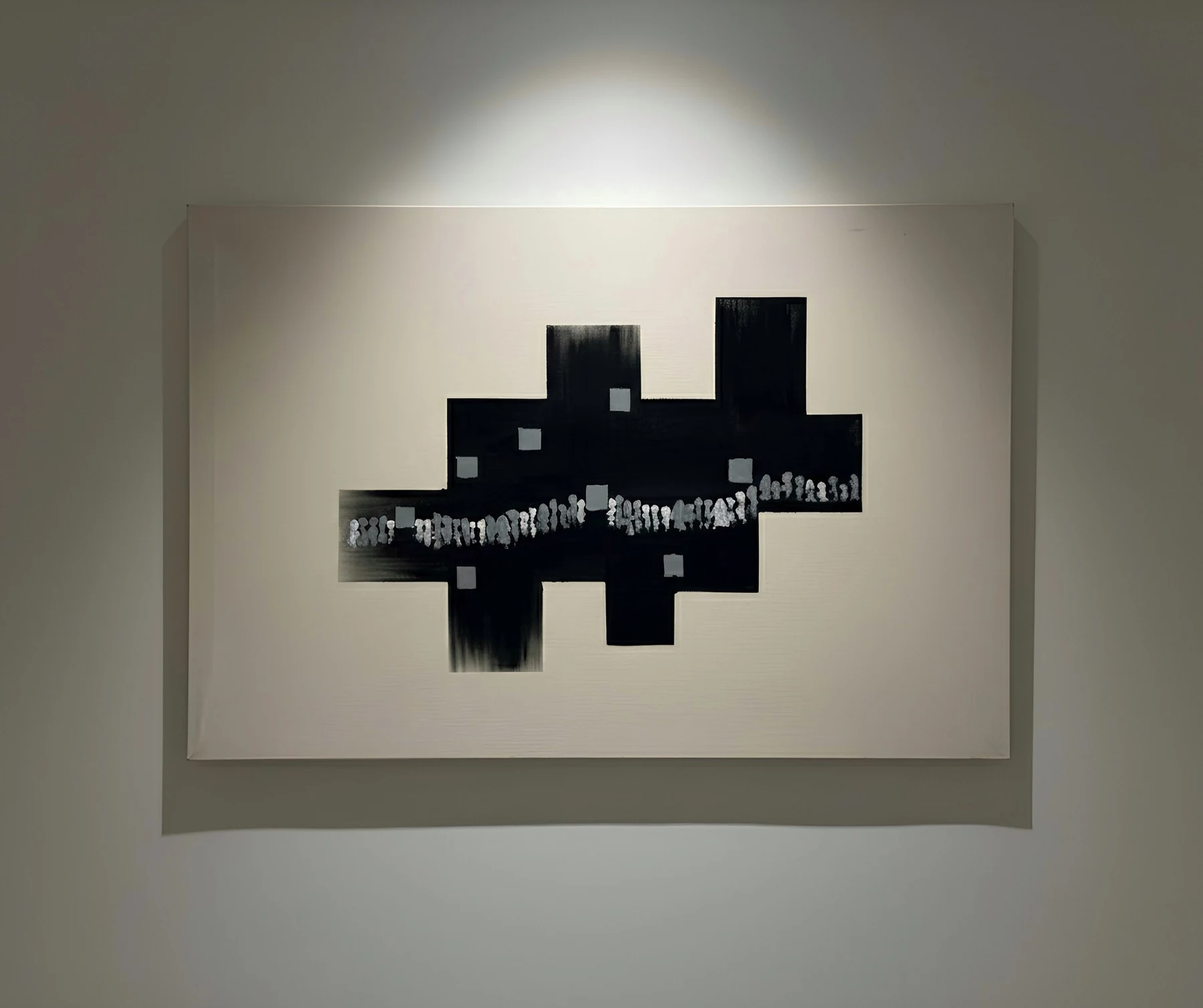 Prayers artwork, a circular black line composition on a pale ground.